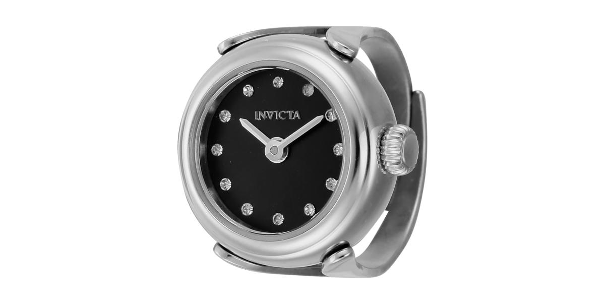 Women's 44481 Mini Quartz 2 Hand Black Dial Watch - Silver