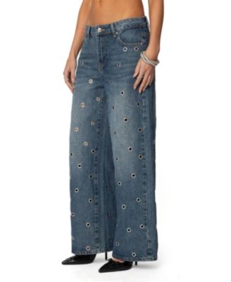 Womens Jainie Grommet Low Rise Jeans