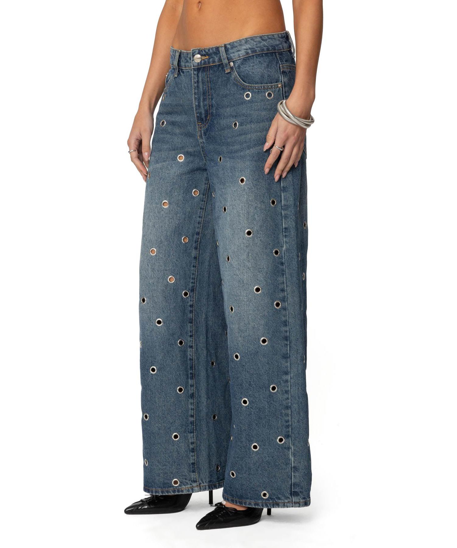 Women's Jainie Grommet Low Rise Jeans