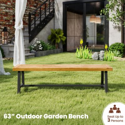 3-Person Outdoor Bench in Acacia Wood, Backless Style for Deck or Entryway