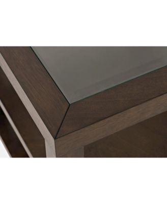 Urban Icon Contemporary Glass Inlay End Table with Storage, Merlot