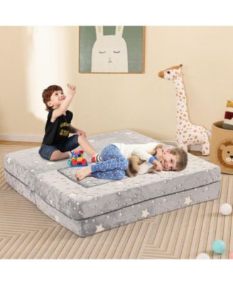 2-Seater Kids Play Couch with Removable & Machine Washable Flannel Cover Comfortable Seating for Toddlers