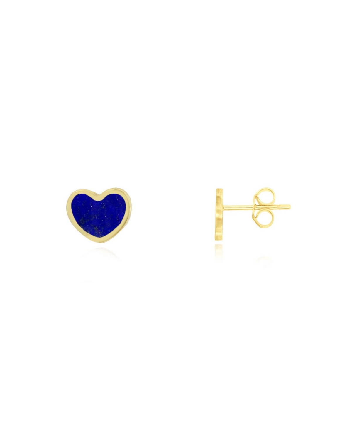 Mini Lapis Heart Stud Earrings 14K Gold - Lapis