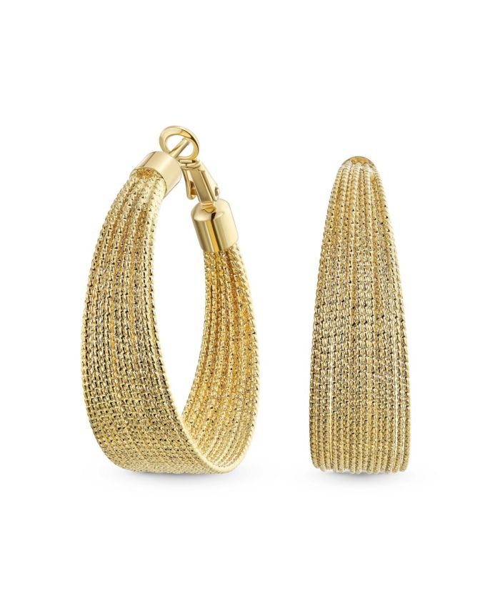 Bling Jewelry Diamond-Cut Multi Cable Wide Large Hoop Earrings 1.50"
