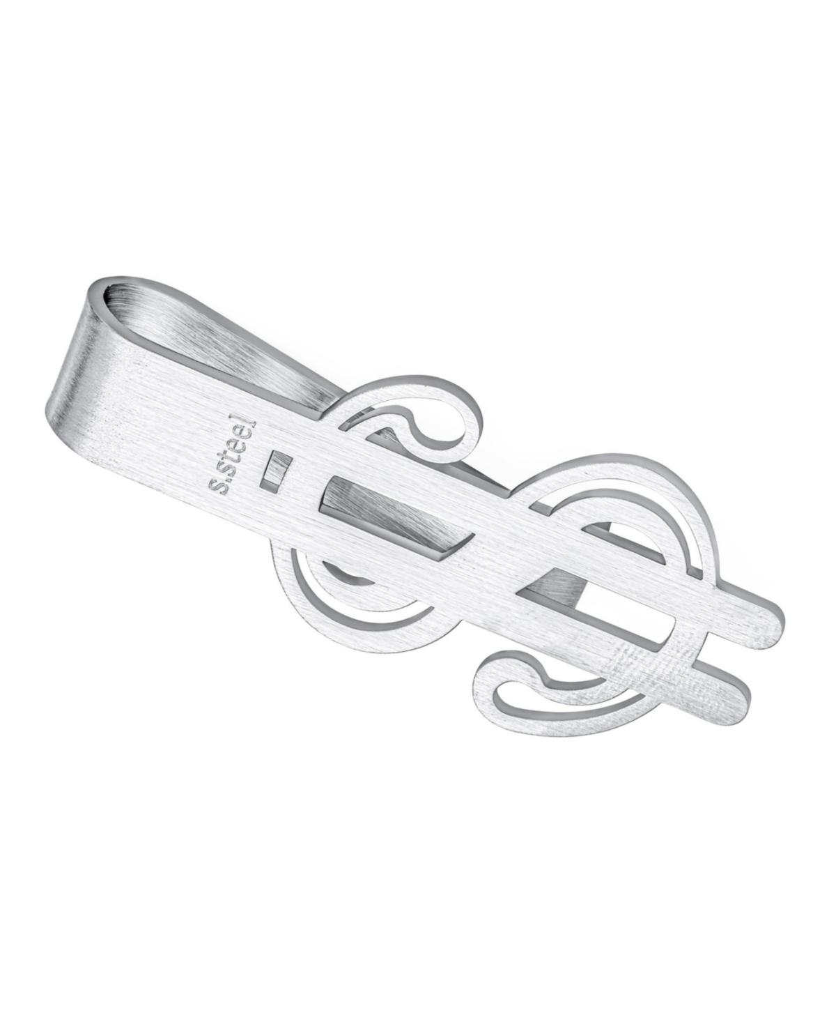 Dollar Sign Money Clip Card Holder Brushed Stainless Steel - Silver tone