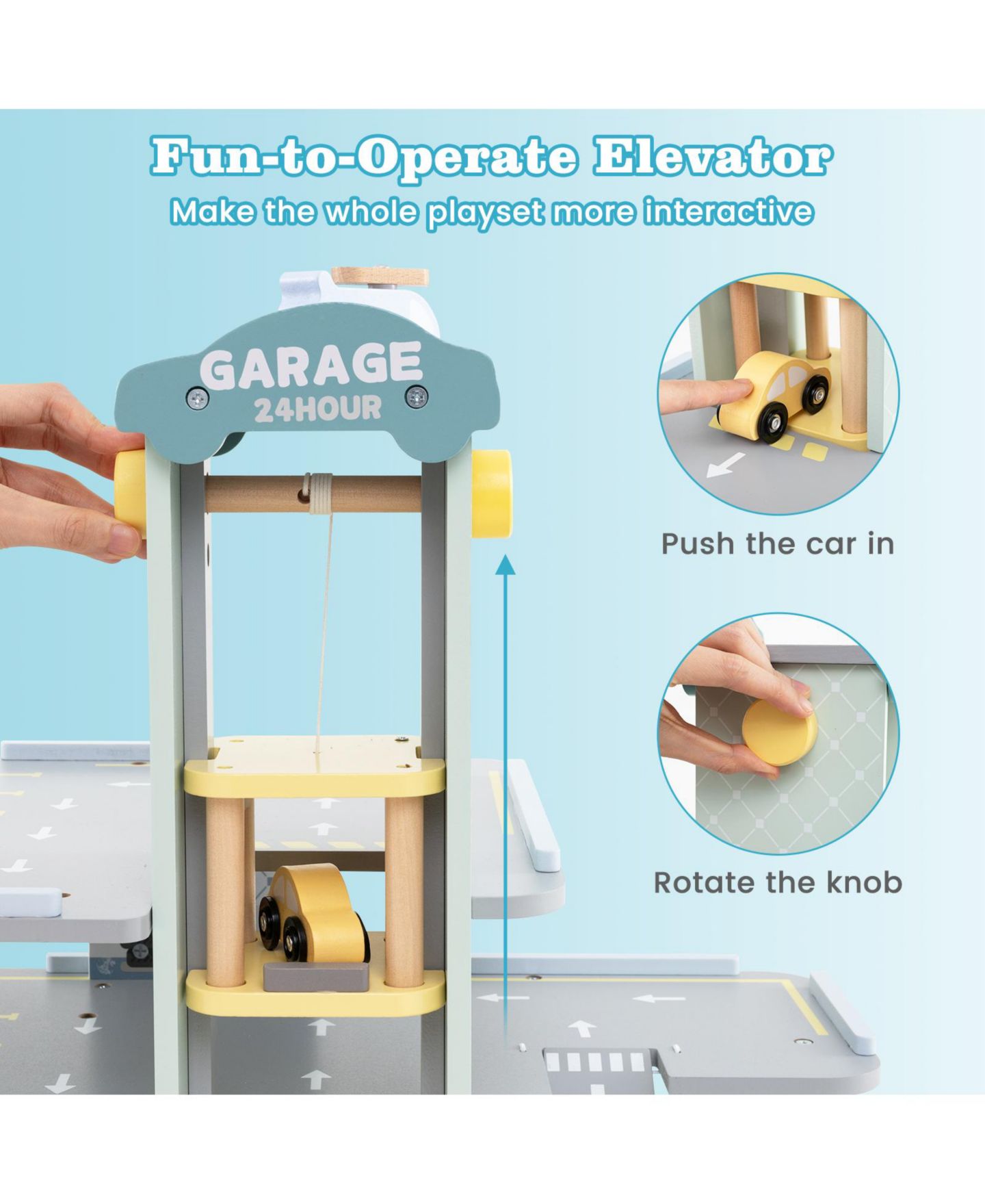 Детский игровой набор Slickblue Parking Garage Playset with 4 Cars & Helicopter Fun Toy for Kids, цвет: Серый — фото 8
