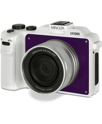 Minolta MND65 Selfie Shot Digital Camera, White with Purple Faceplate