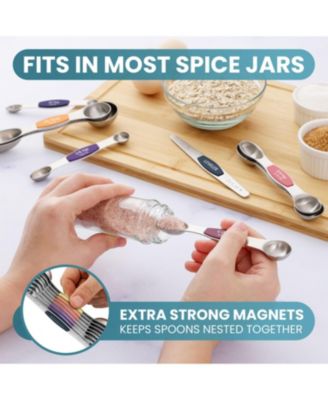 Set of 8 Stackable Magnetic Measuring Spoons with Leveler