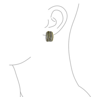 Half Hoop Shrimp Style Clip-On Earrings Two Tone Caviar Bead Silver Gold Plated