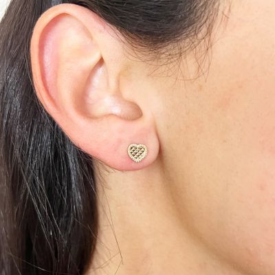Sparkle Cut Heart Stud Earrings