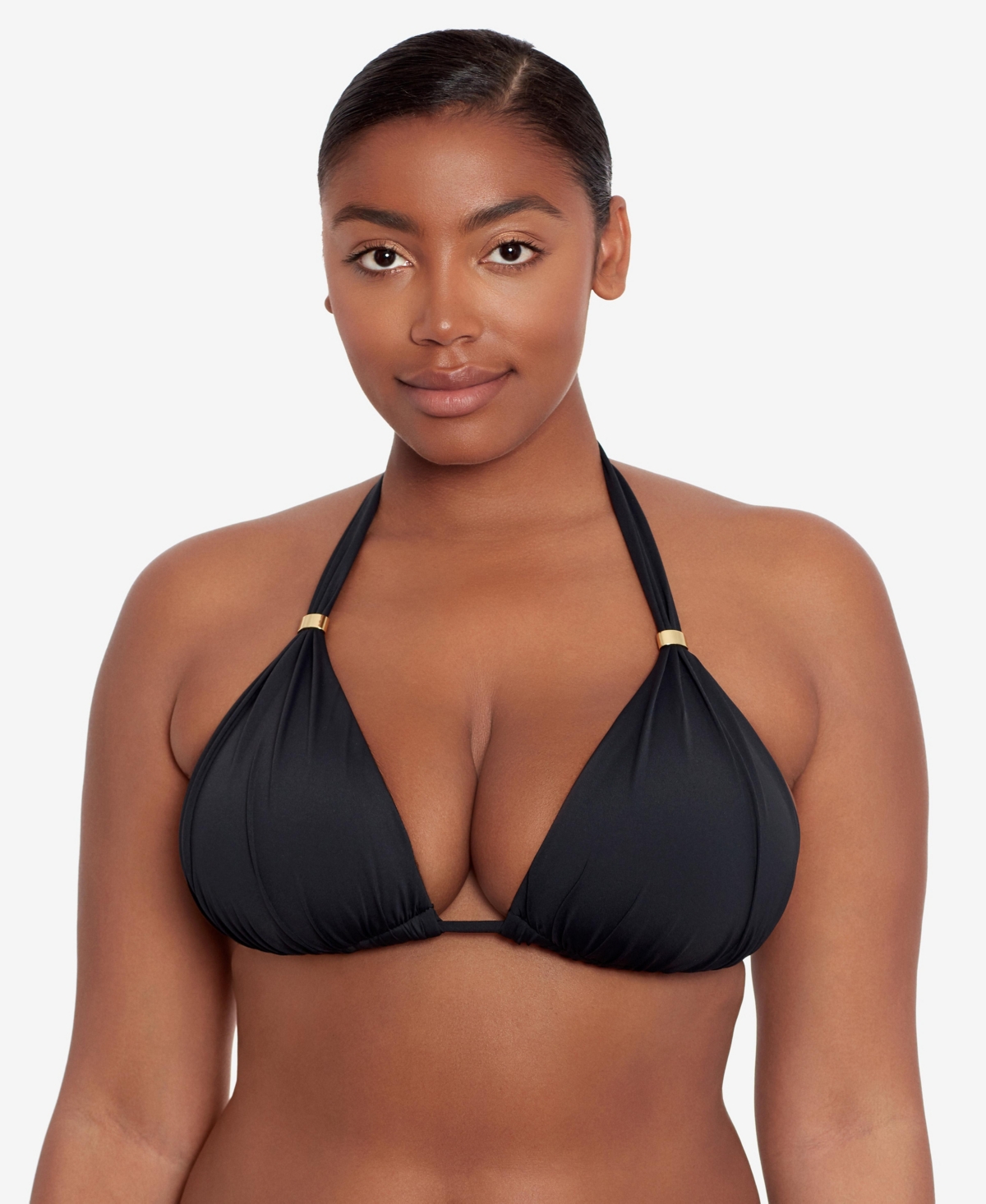 Mold Cup Halter Bikini Bra Top - Black