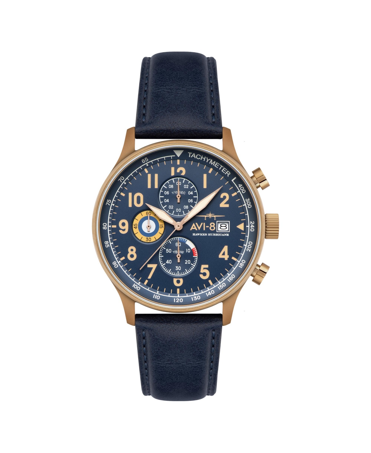 Men's Hawker Hurricane Classic Chronograph Blue Leather Strap Watch, 43.5mm - Blue
