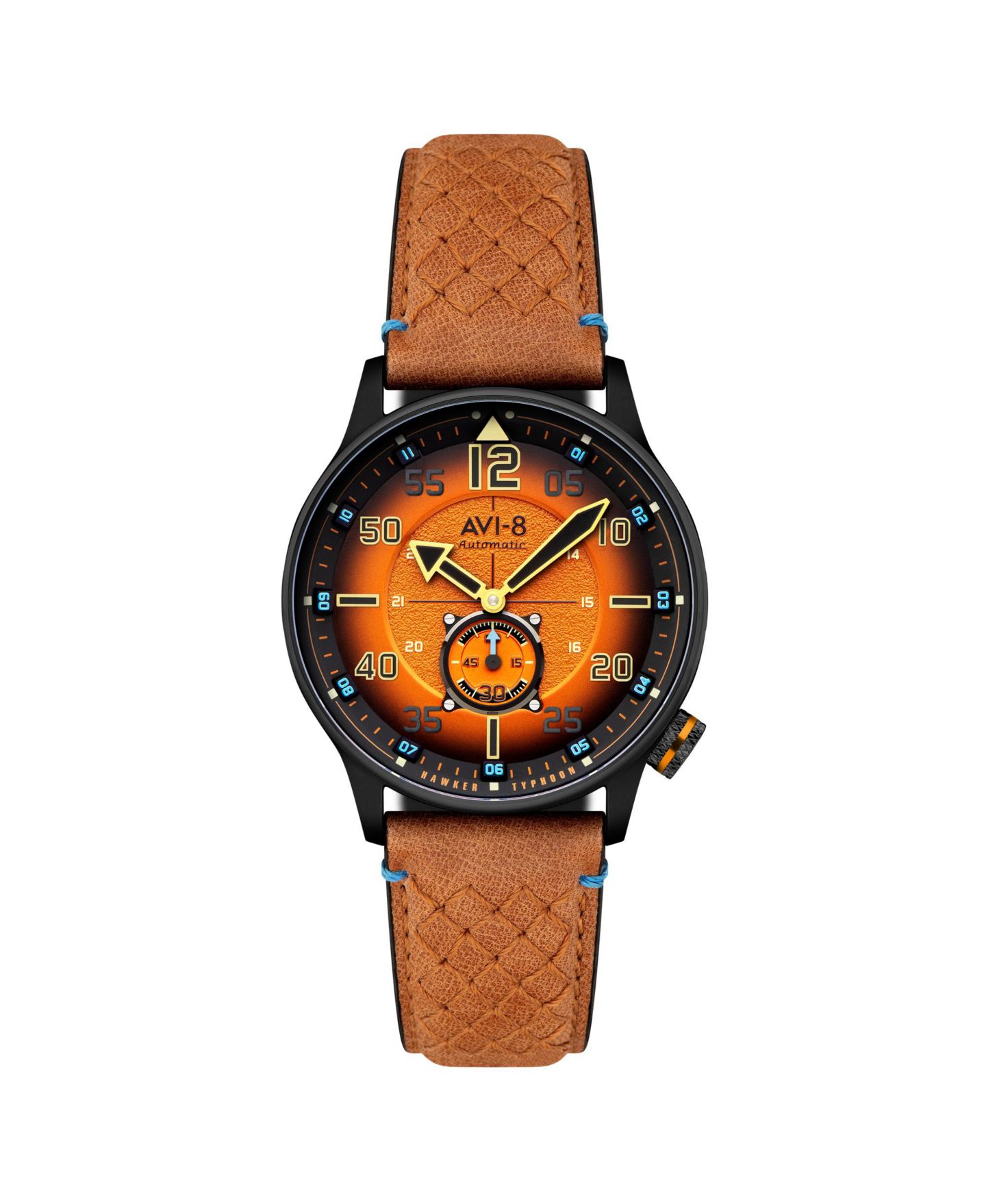 Мужские часы AVI-8 Hawker Typhoon Baldwin Automatic Brown Leather Strap Watch, 42mm — фото 1
