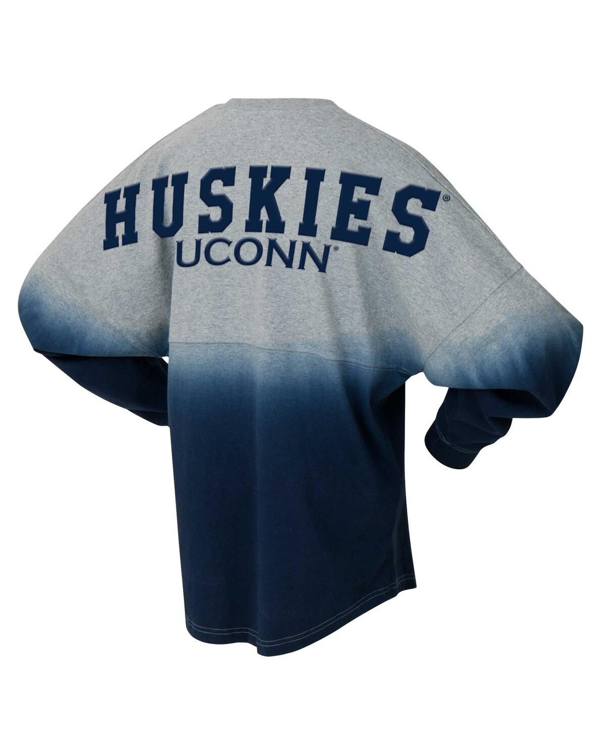 Spirit Jersey Men's And Women's Navy/gray Uconn Huskies Ombre Long Sleeve T-shirt In Navy,gray