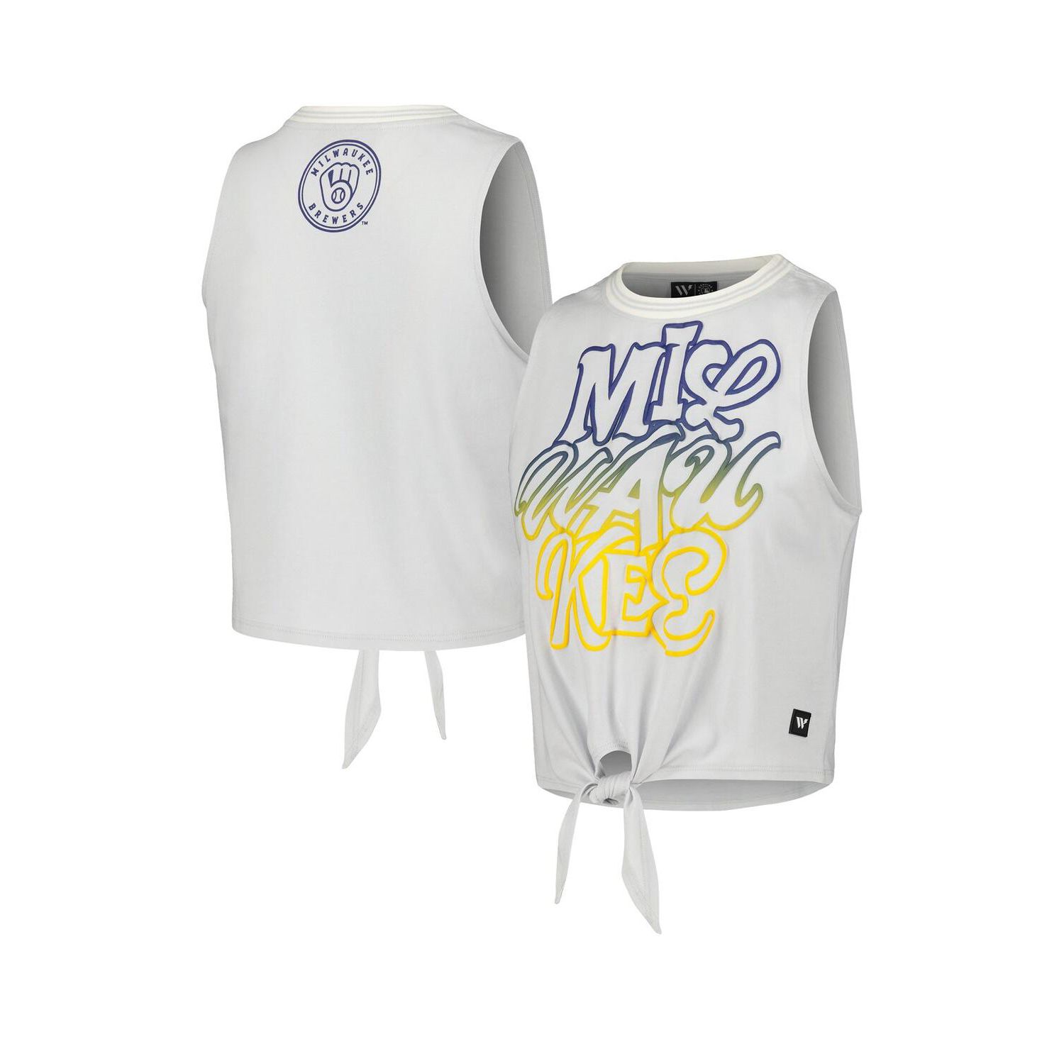 Women's White Milwaukee Brewers Twisted Tie Front Tank Top