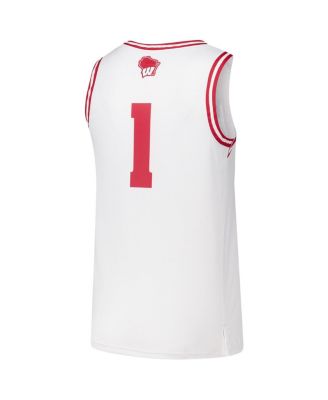 Men's 1 White Wisconsin Badgers Replica Basketball Jersey