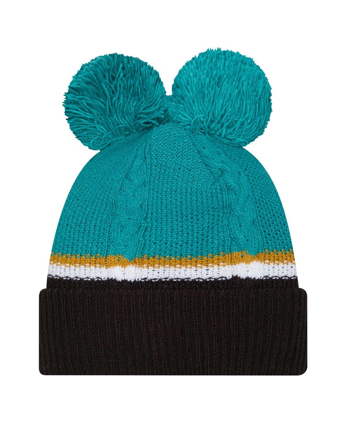 New Era Women's Black Jacksonville Jaguars Double Bubble Cuffed With Pom Knit Hat In Black