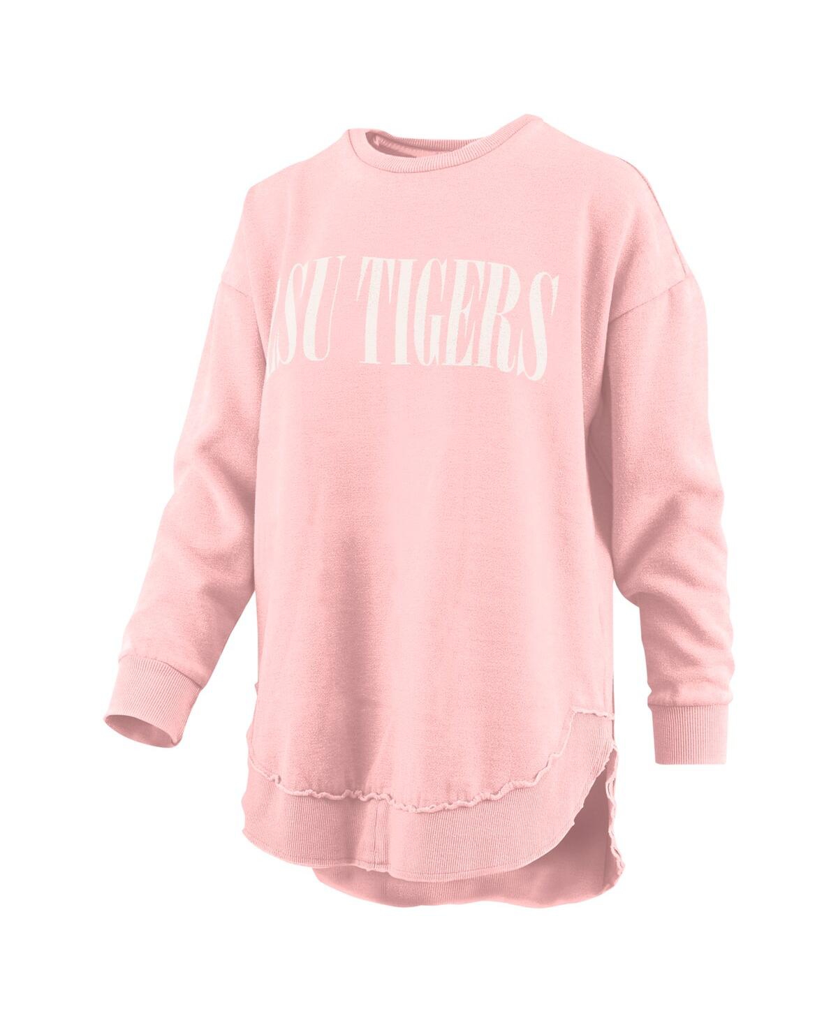 Shop Pressbox Women's Light Pink Lsu Tigers Poncho Fleece Pullover Sweatshirt