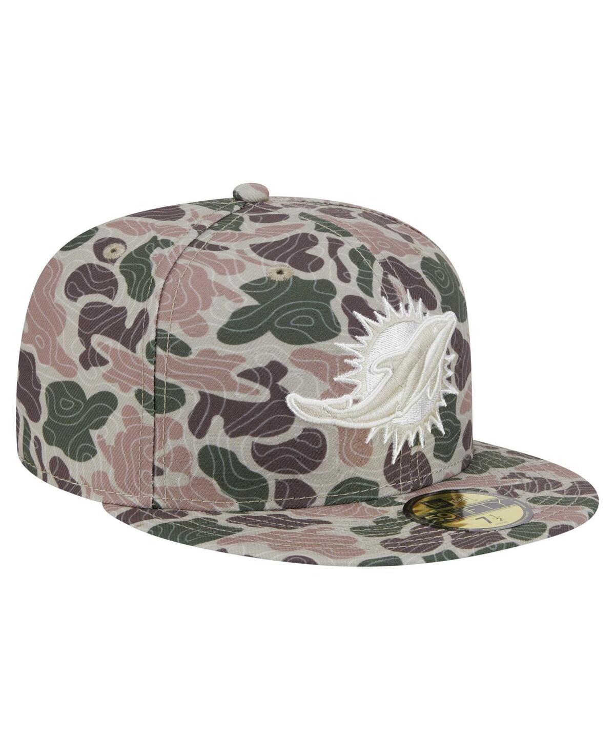 New Era Men's Camo Miami Dolphins Geo 59fifty Fitted Hat In Camo