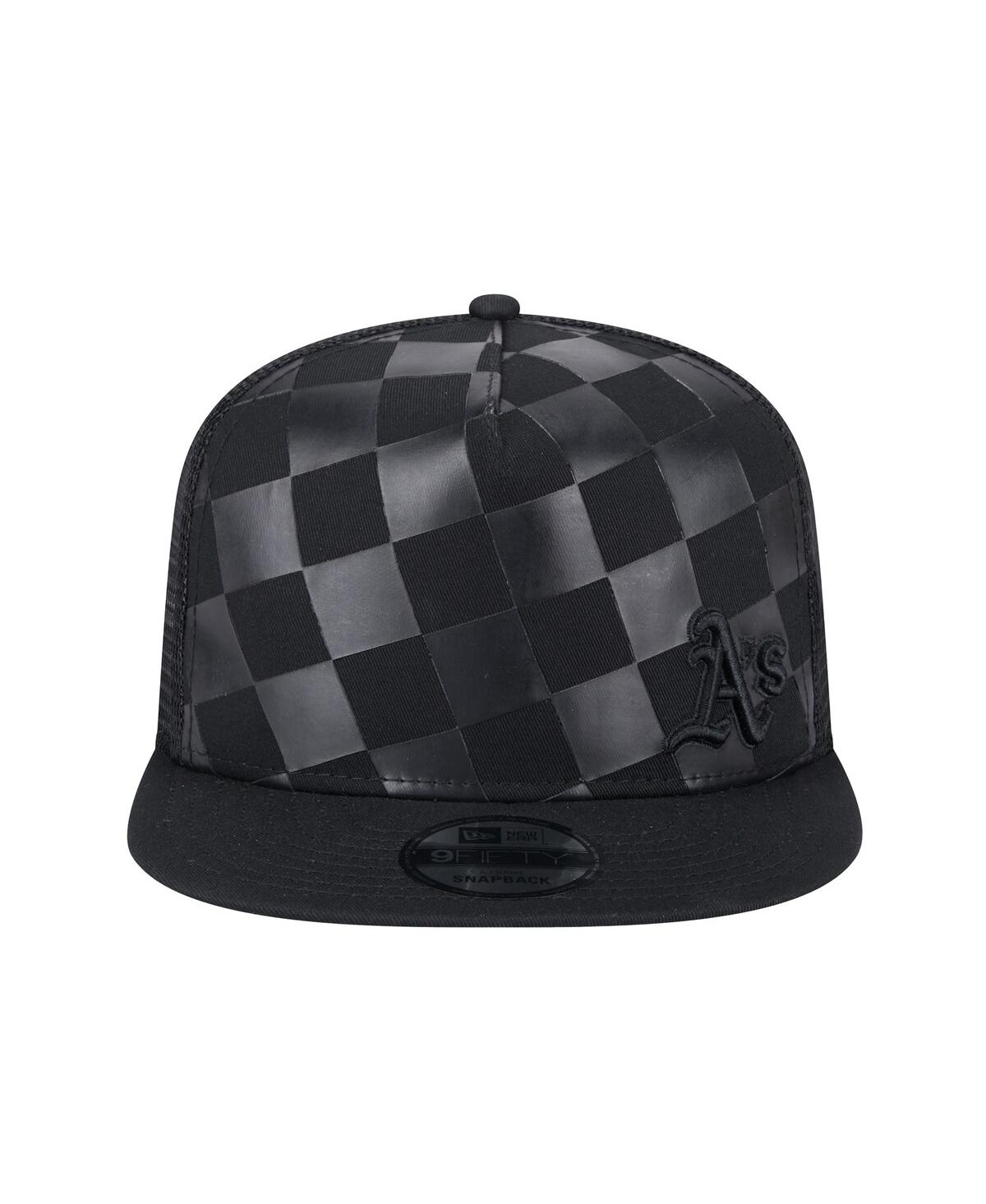 New Era Men's Black Athletics Score Check A-frame Trucker 9fifty Snapback Hat In Black