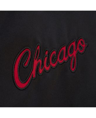 Men's Black Chicago Bulls Hardwood Classics Blackout Collection Satin Full-Zip Jacket