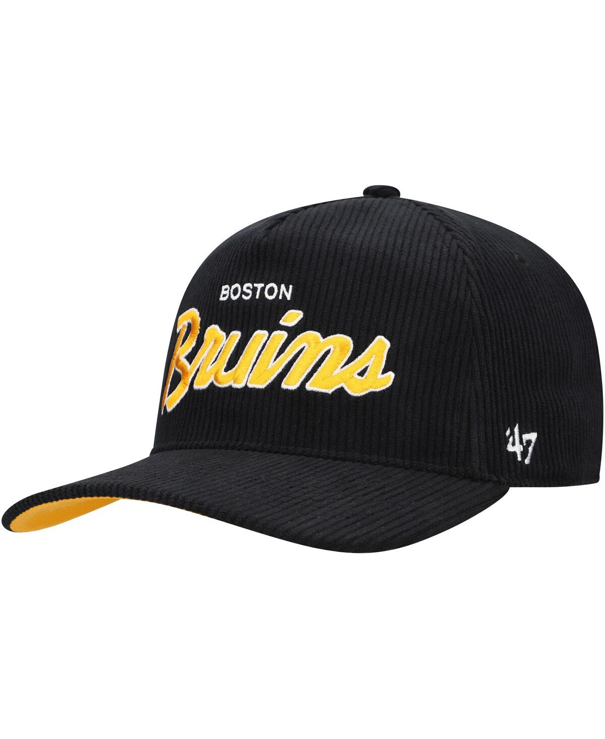 47 Brand Men's Black Boston Bruins Crosstown Corduroy Hitch Adjustable Hat In Black