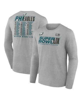 Fanatics - Men's Heather Gray Philadelphia Eagles Super Bowl LIX Big Tall Roster Long Sleeve T-Shirt