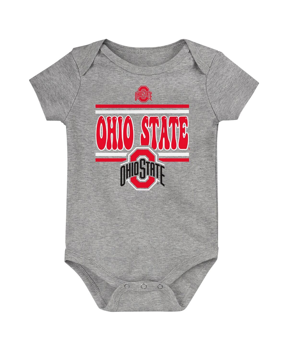 Outerstuff Baby Boys And Girls Ohio State Buckeyes Sunday Comics Bodysuit Set 3-pack In Red