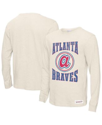 Mitchell & Ness - Men's Cream Atlanta Braves Arched Logo Slub Long Sleeve T-Shirt