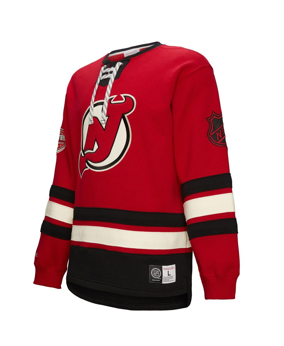 Mitchell & Ness Men's Red New Jersey Devils Heritage Lace-up Pullover Sweatshirt In Red