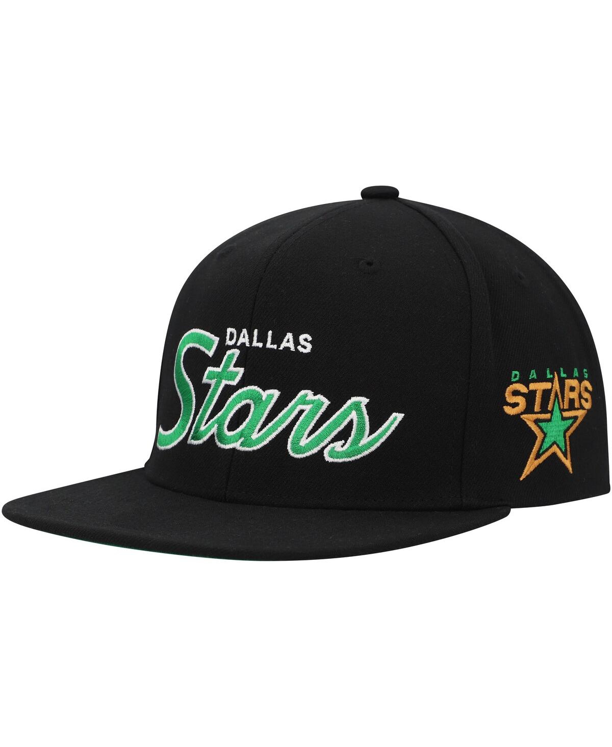 Mitchell & Ness Men's Black Dallas Stars Core Team Script 2.0 Snapback Hat In Black