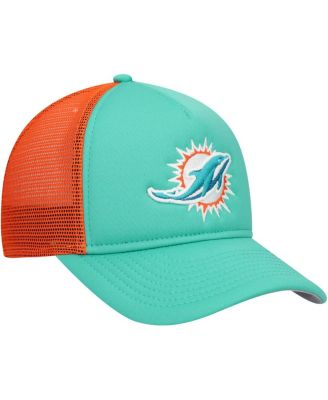 Big Boys and Girls Aqua Miami Dolphins A-Frame 9FORTY Trucker Adjustable Hat