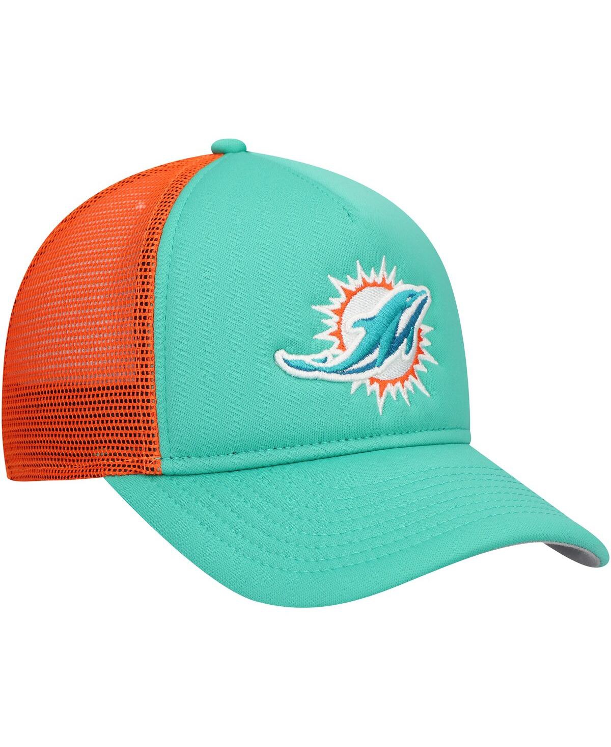 New Era Big Boys And Girls Aqua Miami Dolphins A-frame 9forty Trucker Adjustable Hat In Aqua