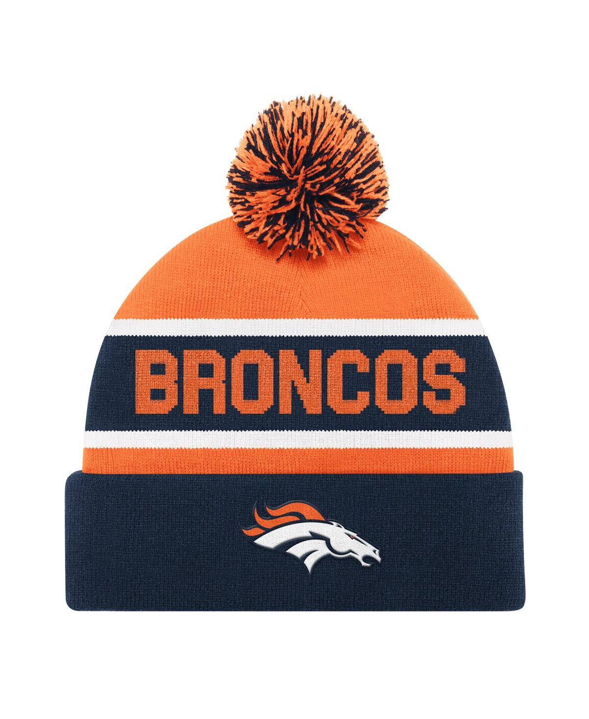Men's and Women's Navy/Orange Denver Broncos Cuffed with Pom Knit Hat - Navy, Orange