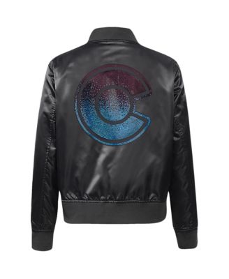 Women's Black Colorado Avalanche Rhinestone Jewels Satin Full-Snap Jacket