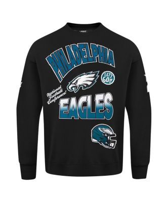 Men's Black Philadelphia Eagles Turn It Up Drop Shoulder Pullover Sweatshirt