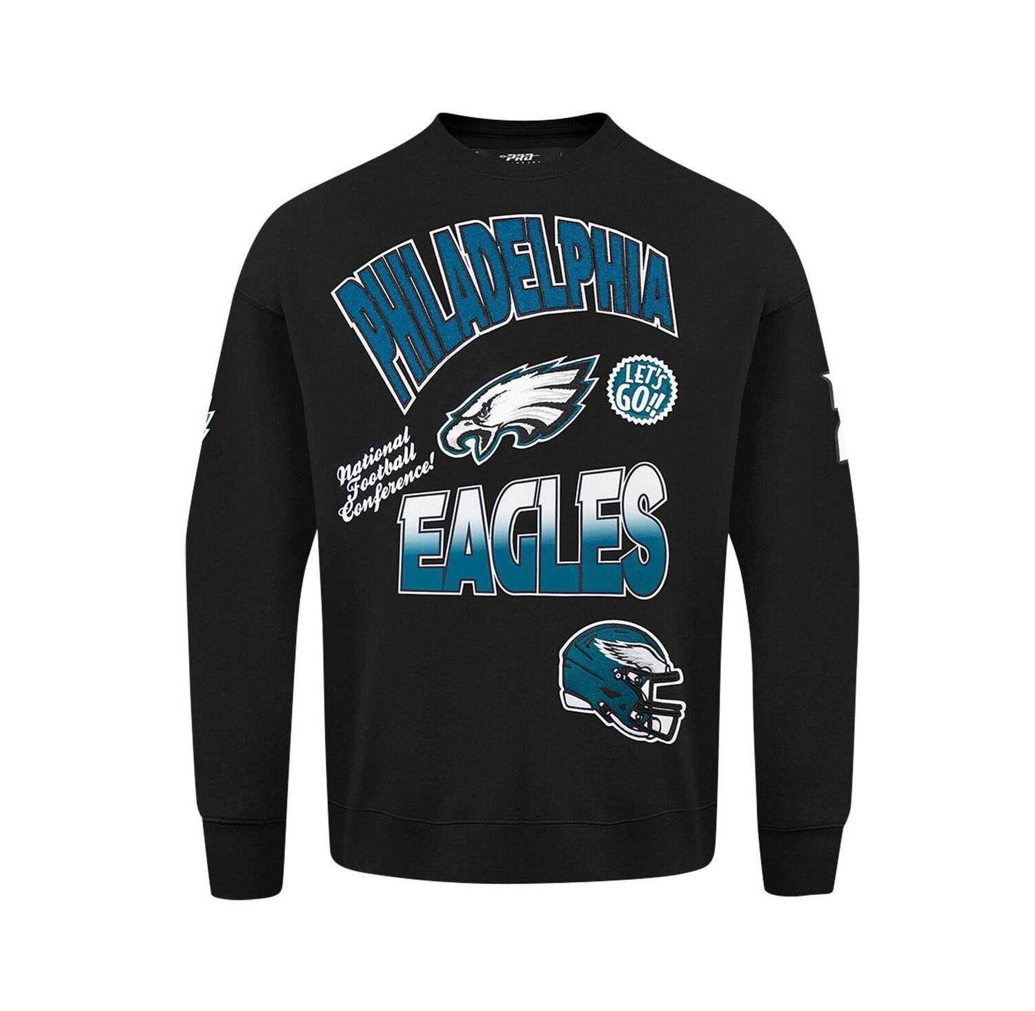 Men's Black Philadelphia Eagles Turn It Up Drop Shoulder Pullover Sweatshirt
