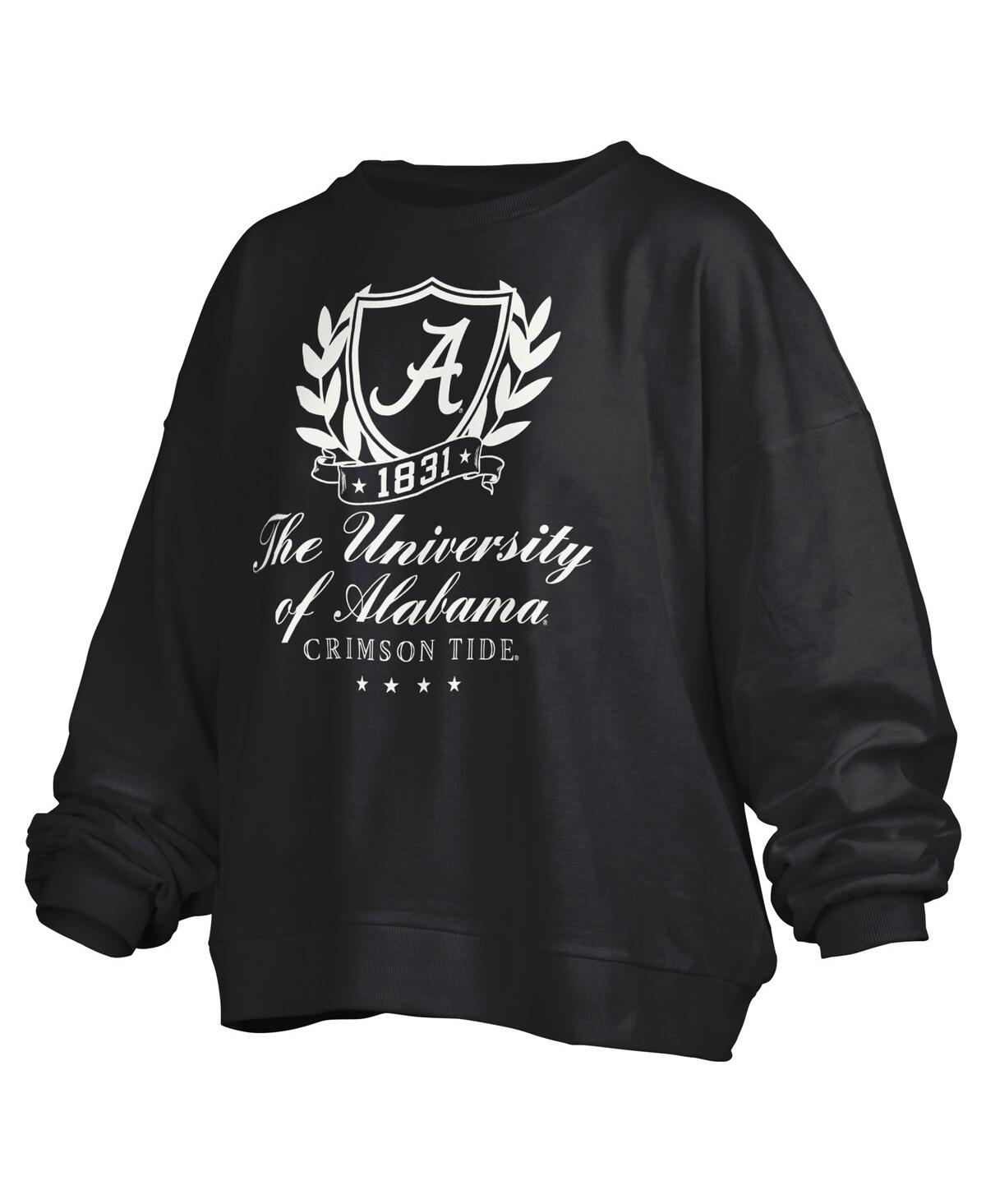 Pressbox Women's Black Alabama Crimson Tide Big Aug Script Janice Oversized Pullover Sweatshirt In Black