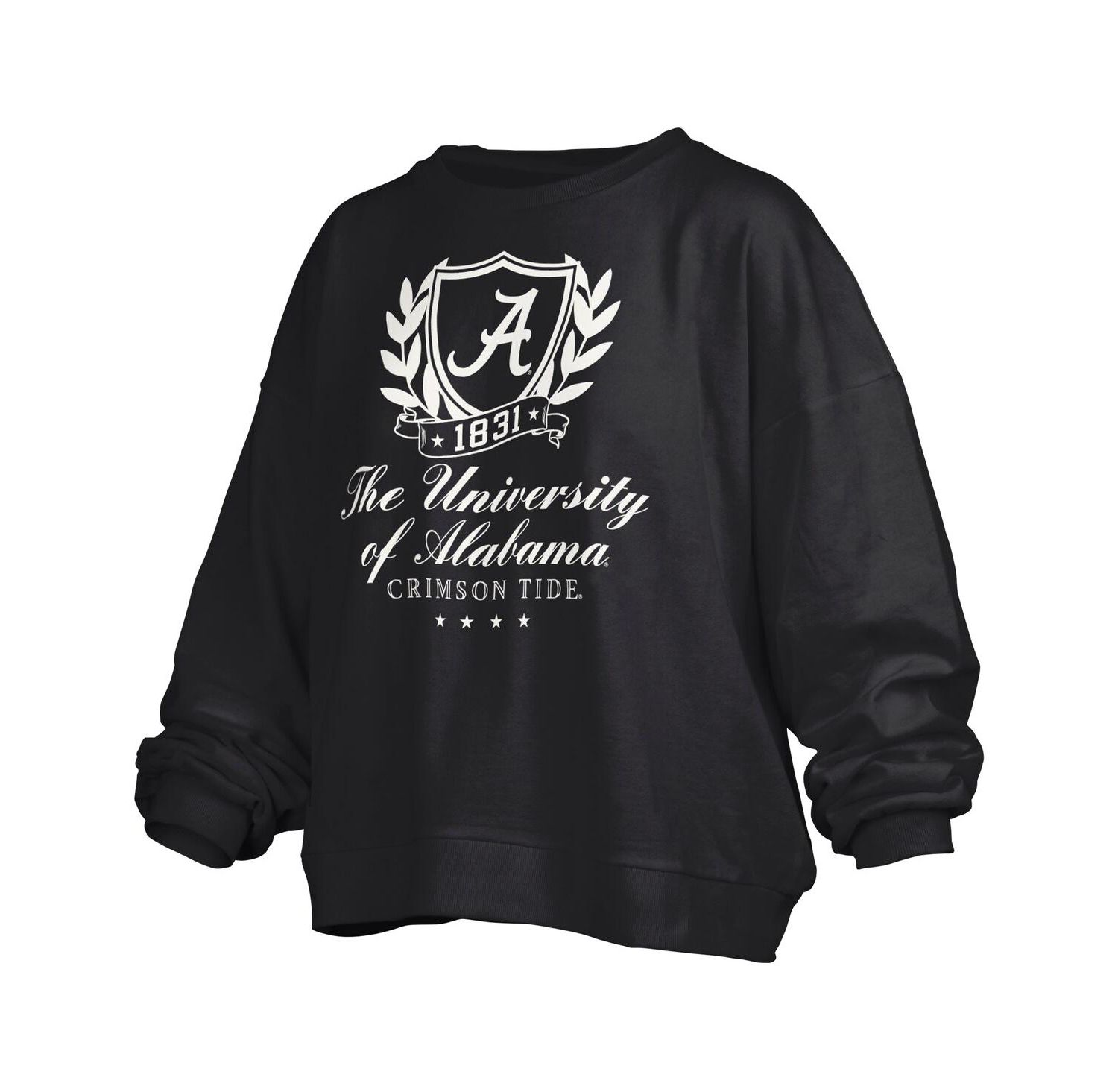 Women's Black Alabama Crimson Tide Big Aug Script Janice Oversized Pullover Sweatshirt