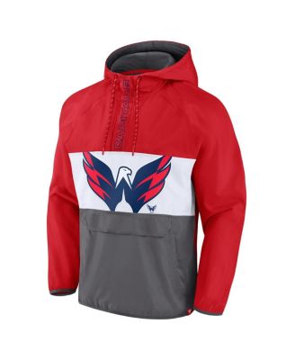 Men's Red Washington Capitals Flagrant Foul Anorak Raglan Half-Zip Hoodie Jacket