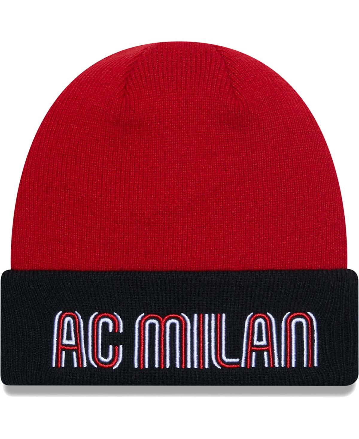 New Era Big Boys and Girls Red Ac Milan Wordmark Cuffed Knit Hat - Red