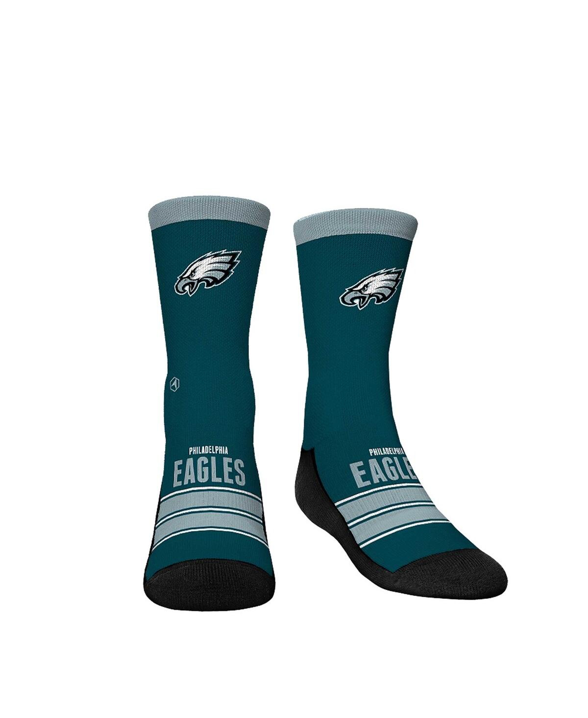 Rock 'em Big Boys And Girls Green Philadelphia Eagles Gametime Stripe Crew Socks In Green