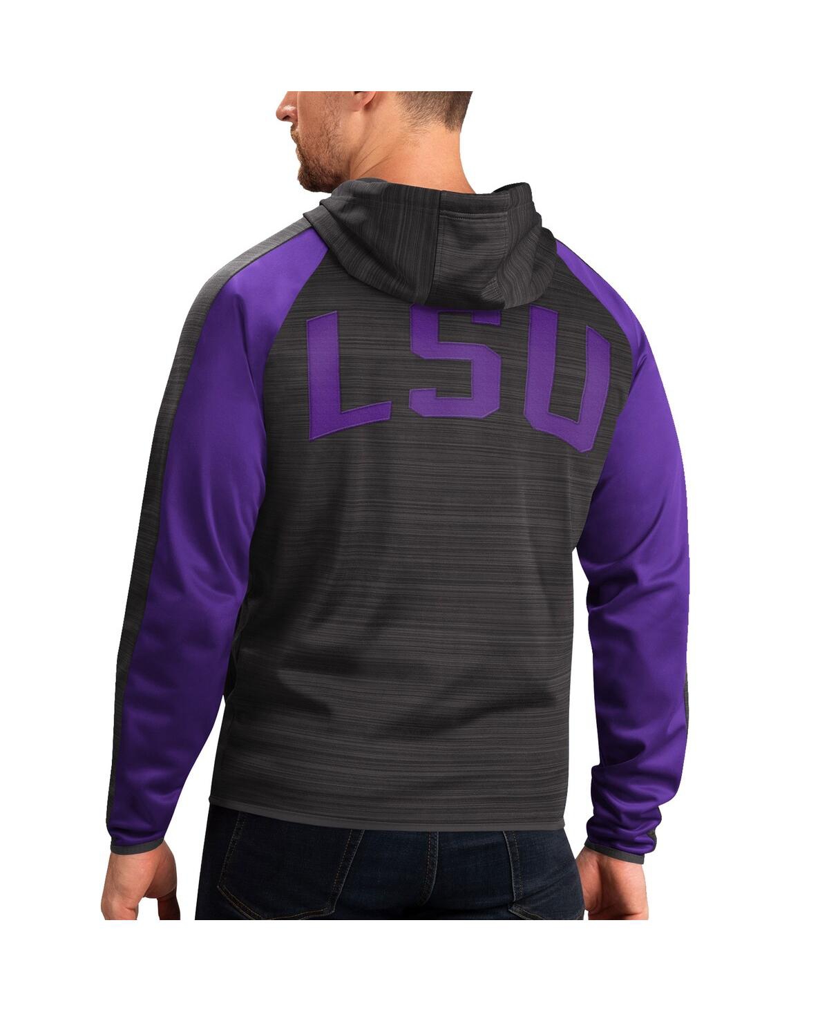 G-iii Sports By Carl Banks Men's Black Lsu Tigers Neutral Zone Raglan Full-zip Track Hoodie Jacket In Animal Print