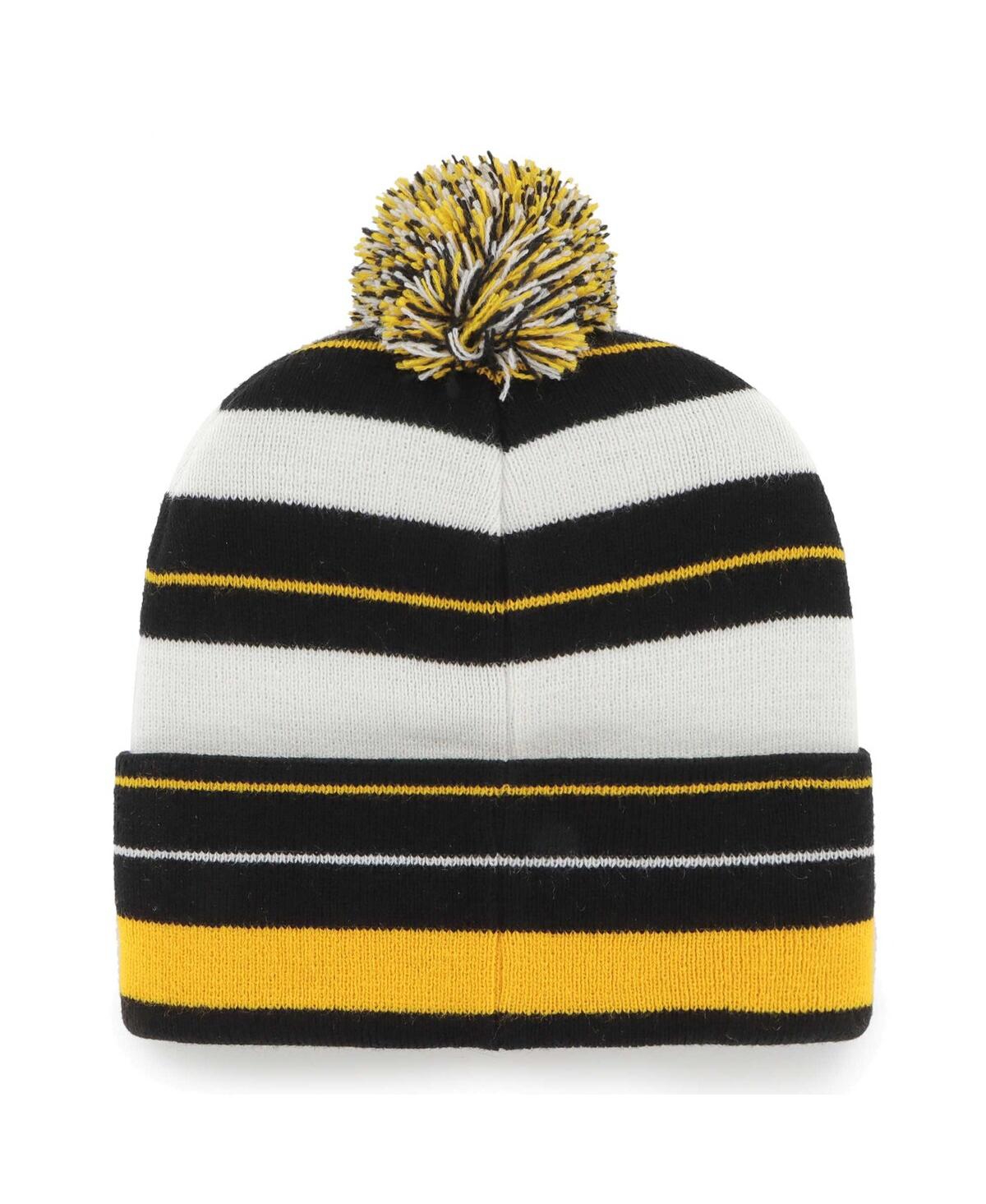 Shop 47 Brand Men's Black Pittsburgh Steelers Powerline Cuffed With Pom Knit Hat