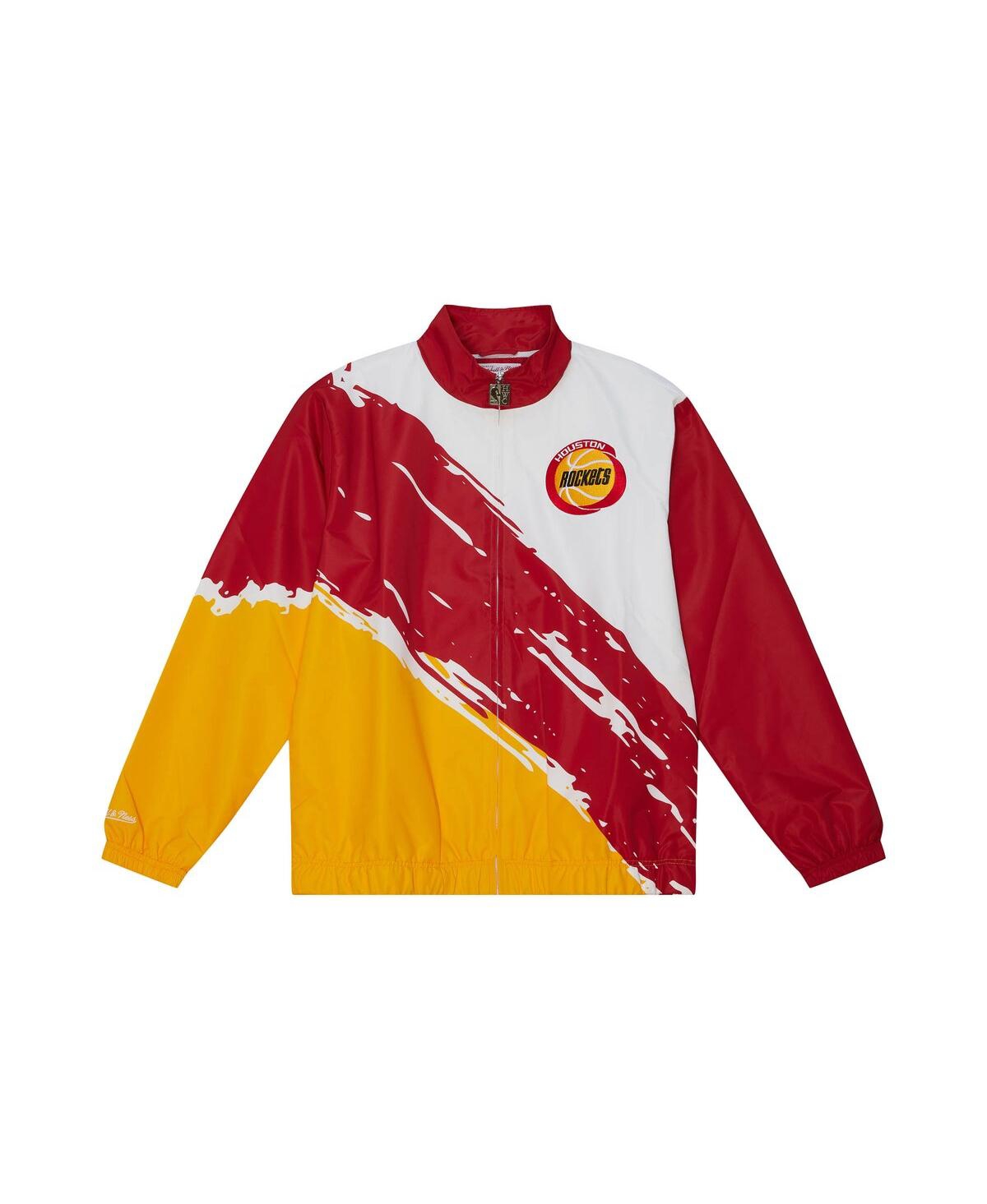 Mitchell & Ness Men's White Houston Rockets Paintbrush Full-zip Windbreaker Jacket In White