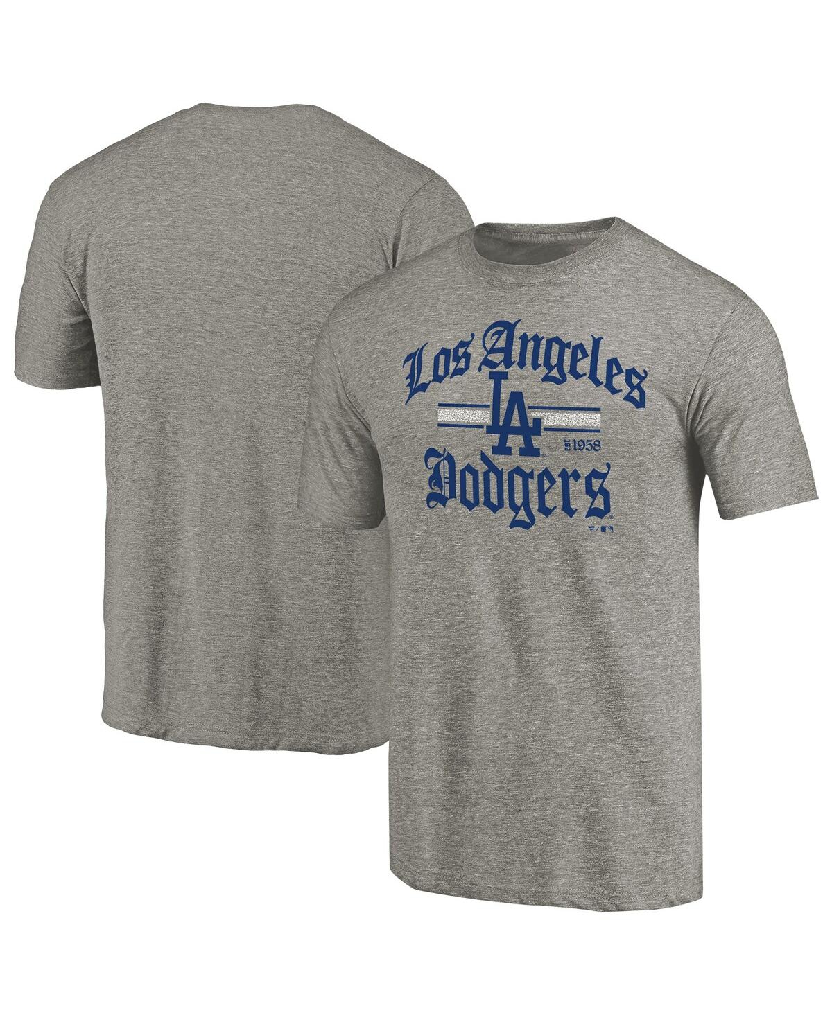 Fanatics Men's Ash Los Angeles Dodgers Hometown Collection Olde La T-shirt In Gray