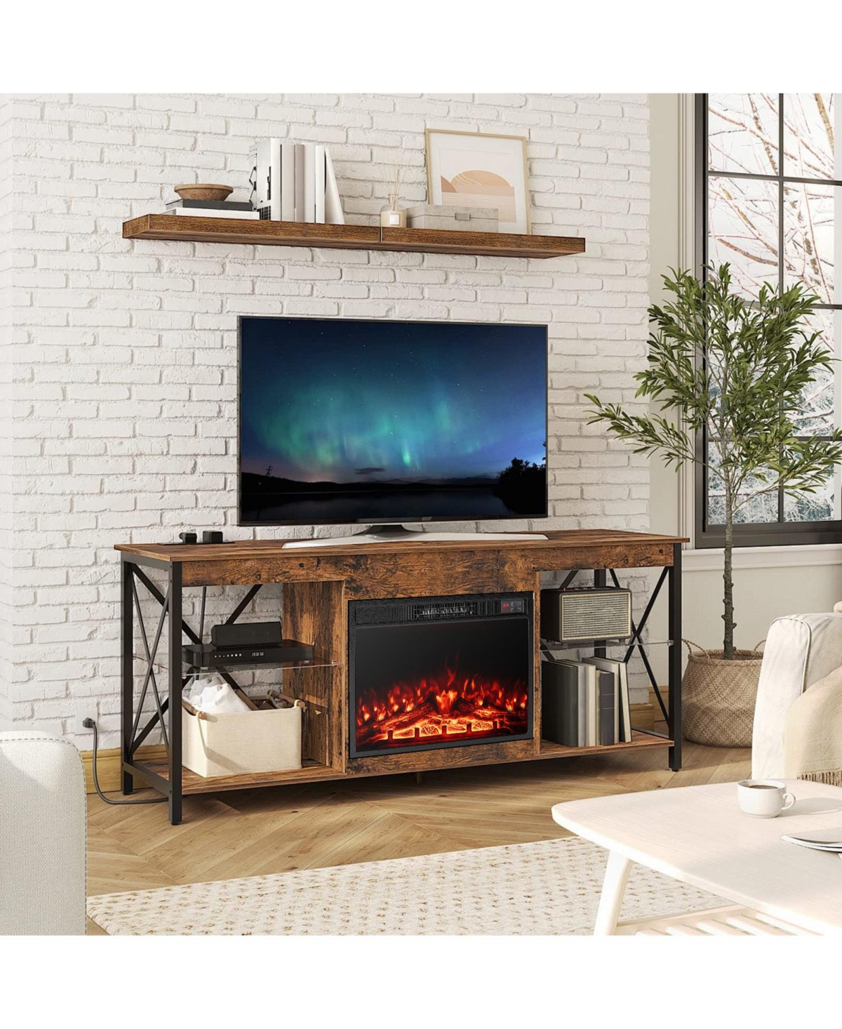 Electric Fireplace Insert Heater with Adjustable Flame Color for Customized Warmth and Ambiance