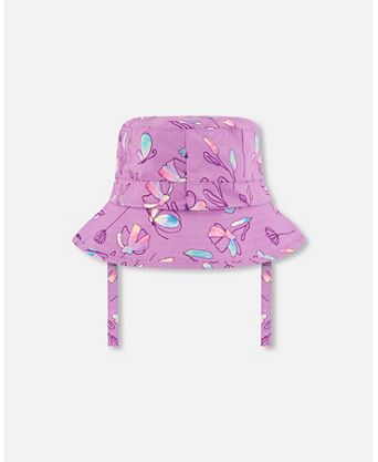 Printed Cap Old Mauve And Multicolored Butterflies Printed Cap Old Mauve And Multicolored Butterflies