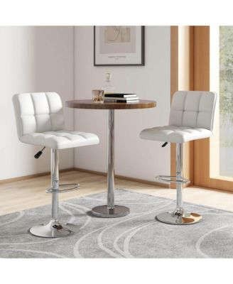 Modern Swivel Bar Stools Set of 2 with Heavy-duty Metal Base & Footrest Back