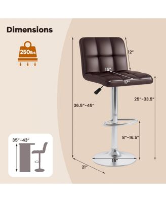 Modern Swivel Bar Stools Set of 2 with Heavy-duty Metal Base & Footrest Back